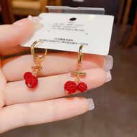 1 Pair Sweet Cherry Copper Gold Plated Drop Earrings main image 3