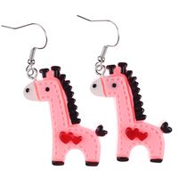1 Pair Cartoon Style Cute Horse Plastic Drop Earrings sku image 1