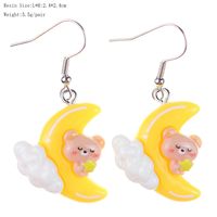 1 Pair Cartoon Style Cute Star Moon Plastic Drop Earrings sku image 2
