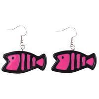 1 Paire Style De Bande Dessinée Mignon Chat Poisson Plastique Boucles D'oreilles main image 5