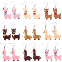 1 Pair Cartoon Style Cute Sheep Alpaca Plastic Drop Earrings main image 6