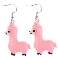 1 Pair Cartoon Style Cute Sheep Alpaca Plastic Drop Earrings sku image 5