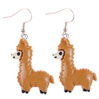 1 Pair Cartoon Style Cute Sheep Alpaca Plastic Drop Earrings sku image 7