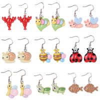 1 Pair Cartoon Style Cute Insect Plastic Drop Earrings main image 1