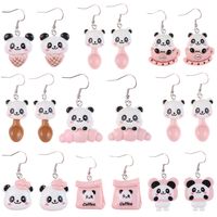 1 Pair Cartoon Style Cute Panda Plastic Drop Earrings main image 1