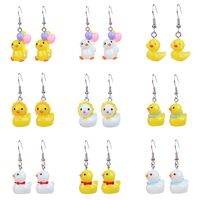 1 Pair Cartoon Style Cute Duck Plastic Drop Earrings main image 1