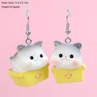 1 Paire Style De Bande Dessinée Mignon Chat Plastique Boucles D'oreilles main image 3