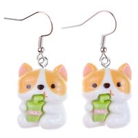 1 Pair Cartoon Style Cute Dog Plastic Drop Earrings sku image 2