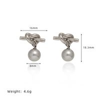 1 Pair Simple Style Geometric Solid Color Plating Inlay 304 Stainless Steel Artificial Pearl Titanium Steel Glass Pearl Drop Earrings sku image 2