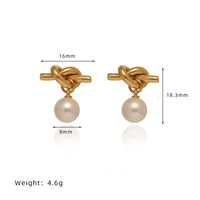 1 Pair Simple Style Geometric Solid Color Plating Inlay 304 Stainless Steel Artificial Pearl Titanium Steel Glass Pearl Drop Earrings main image 3