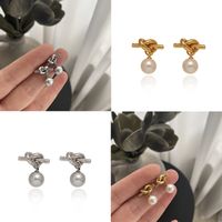1 Pair Simple Style Geometric Solid Color Plating Inlay 304 Stainless Steel Artificial Pearl Titanium Steel Glass Pearl Drop Earrings main image 4