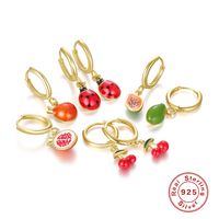 1 Pair Cute Simple Style Fruit Plating Sterling Silver Drop Earrings main image 1