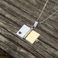 201 Stainless Steel 304 Stainless Steel Titanium Steel Gold Plated Hip-Hop Plating Book Letter Pendant Necklace main image 3