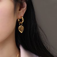 1 Pair Vintage Style Heart Shape Copper 18K Gold Plated Silver Plated Drop Earrings main image 4