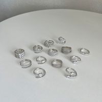 Sterling Silver Elegant Geometric Water Droplets Heart Shape Plating Rings main image 3
