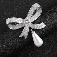 Sweet Bow Knot Copper Inlay Zircon Women's Brooches main image 5