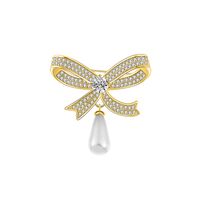 Sweet Bow Knot Copper Inlay Zircon Women's Brooches sku image 2