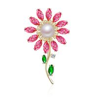 Pastoral Sunflower Copper Inlay Zircon Women's Brooches main image 1