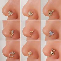 1 Piece Nose Rings & Studs Elegant Rabbit Snake Butterfly Copper Plating Nose Ring main image 1