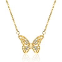 Copper Simple Style Butterfly Diamond Pendant Necklace main image 5