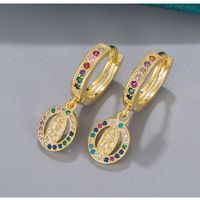 1 Pair Vintage Style Geometric Oval Plating Inlay Copper Zircon Drop Earrings main image 5