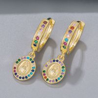 1 Paire Style Vintage Géométrique Ovale Placage Incruster Le Cuivre Zircon Boucles D'oreilles main image 4