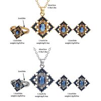 Copper Elegant Rhombus Inlay Zircon Jewelry Set main image 2
