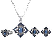 Copper Elegant Rhombus Inlay Zircon Jewelry Set sku image 1