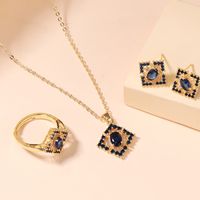 Copper Elegant Rhombus Inlay Zircon Jewelry Set main image 5