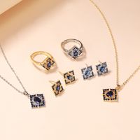 Copper Elegant Rhombus Inlay Zircon Jewelry Set main image 3