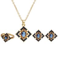 Copper Elegant Rhombus Inlay Zircon Jewelry Set sku image 2