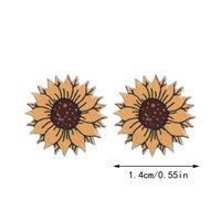 1 Pair Pastoral Sunflower Flower Wood Ear Studs main image 2