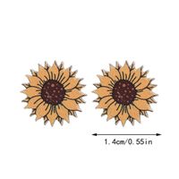 1 Paire Pastorale Tournesol Fleur Bois Boucles D'Oreilles main image 2