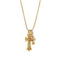 Stainless Steel Vintage Style Geometric Cross Plating Pendant Necklace main image 3