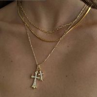 Stainless Steel Vintage Style Geometric Cross Plating Pendant Necklace main image 1