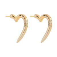 1 Pair Simple Style Heart Shape Plating Inlay Copper Rhinestones 18K Gold Plated Ear Studs sku image 1