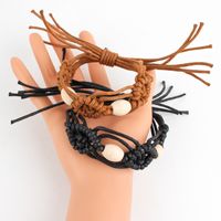 Simple Style Flower Wooden Beads Wax Line Braid Unisex Bracelets main image 1