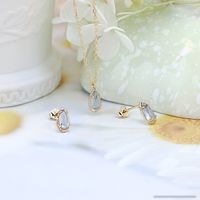 Elegant Simple Style Water Droplets Sterling Silver Inlay Gem Gold Plated Women's Earrings Necklace main image 4