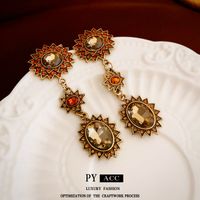 Retro Exaggerated Flower Alloy Rhinestones Women's Earrings Necklace main image 6