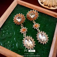 Retro Exaggerated Flower Alloy Rhinestones Women's Earrings Necklace main image 4