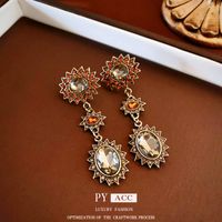 Retro Exaggerated Flower Alloy Rhinestones Women's Earrings Necklace main image 5