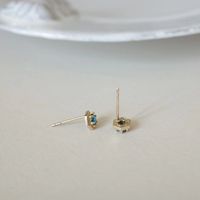 1 Pair Basic Geometric Inlay Sterling Silver Gem 14K Gold Plated Ear Studs main image 5