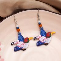 1 Paire Mignon Oiseau Perlé Impression Arylique Boucles D'oreilles main image 6