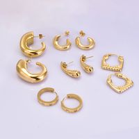 1 Pair Simple Style Geometric Inlay Titanium Steel Zircon 18K Gold Plated Earrings Ear Studs main image 8
