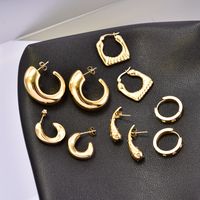 1 Pair Simple Style Geometric Inlay Titanium Steel Zircon 18K Gold Plated Earrings Ear Studs main image 1