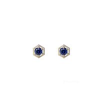 1 Pair Basic Geometric Inlay Sterling Silver Gem 14K Gold Plated Ear Studs main image 4