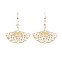 1 Pair Casual Ethnic Style Sector Hollow Out Inlay Alloy Artificial Pearls Rhinestones Drop Earrings main image 4