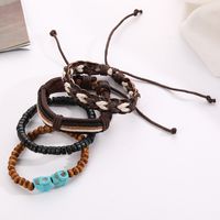 Ethnic Style Skull Pu Leather Alloy Wooden Beads Beaded Knitting Unisex Bracelets main image 4