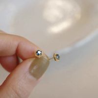 1 Pair Basic Geometric Inlay Sterling Silver Gem 14K Gold Plated Ear Studs main image 3