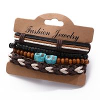 Ethnic Style Skull Pu Leather Alloy Wooden Beads Beaded Knitting Unisex Bracelets main image 2